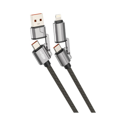 Cavo USB Multipla 4 in 1 – Lightning + USB-A + USB-C + Type-C, 1.2M, Carica Rapida 3.5A – Alta Qualità - MAX-B118