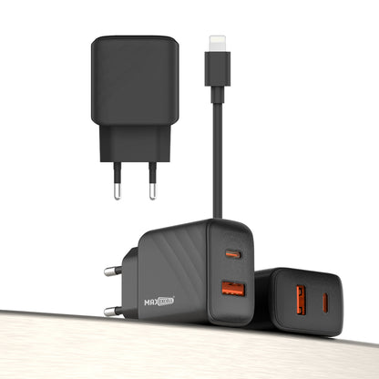 Caricatore da Muro 35W PD + 20W QC – Doppia Porta, Massima Velocità - MAX-A105