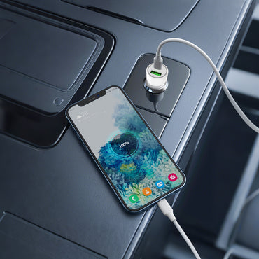 Caricatore Auto 25W PD + QC 3.0 – 2 Porte (USB-C + USB-A), Ricarica Ultra Rapida per Veicoli - MAX-M108