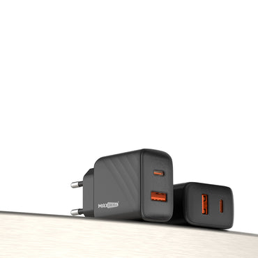 Caricatore da Muro 35W PD + 20W QC – Doppia Porta, Massima Velocità - MAX-A105