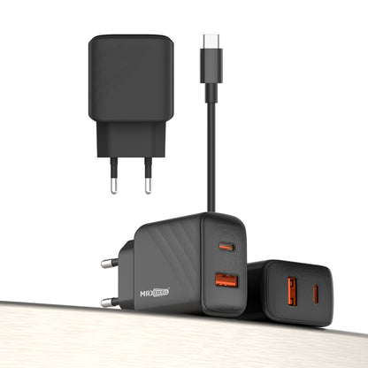 Caricatore da Muro 35W PD + 20W QC – Doppia Porta, Massima Velocità - MAX-A105