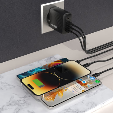Caricatore a 4 Porte con Ricarica Ultra Rapida PD + QC – Fino a 67W – USB-C & USB-A – Perfetto per Smartphone, Tablet, Laptop - MAX-A118