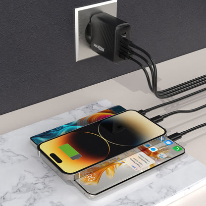 Caricatore a 4 Porte con Ricarica Ultra Rapida PD + QC – Fino a 67W – USB-C & USB-A – Perfetto per Smartphone, Tablet, Laptop - MAX-A118