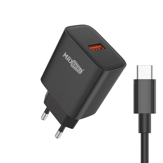 Caricatore da Muro 18W QC 3.0 – 1 Porta USB-A, Ricarica Veloce, Compatto e Sicuro - MAX-A112