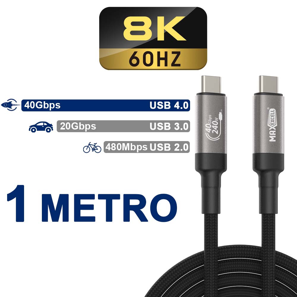 Cavo USB-C a USB-C 1.2m con Supporto Video (DP Alt Mode) 8K/240W - MAX-B110