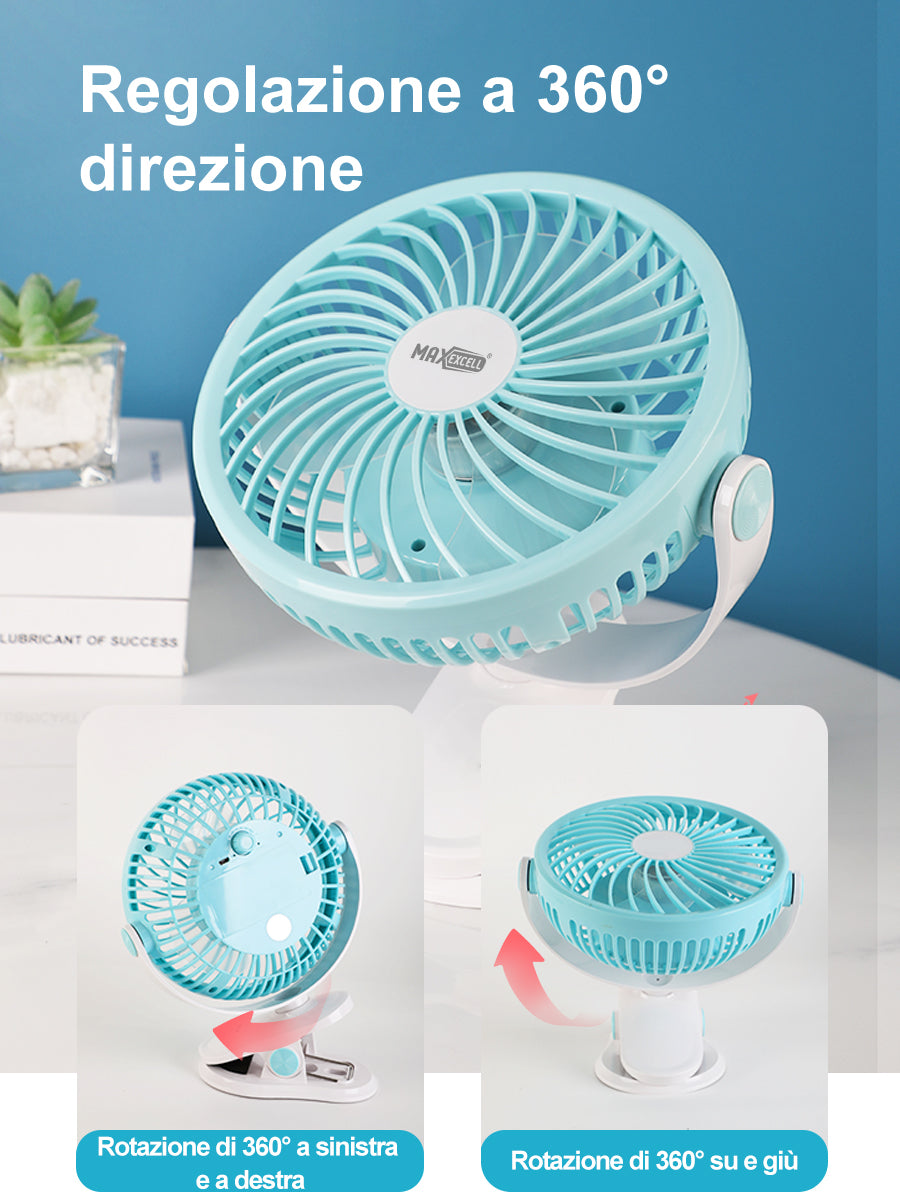 Ventilatore da Tavolo con Clip – Compatto, Silenzioso e Orientabile – Perfetto per Casa, Ufficio o Viaggio - MAX-J129