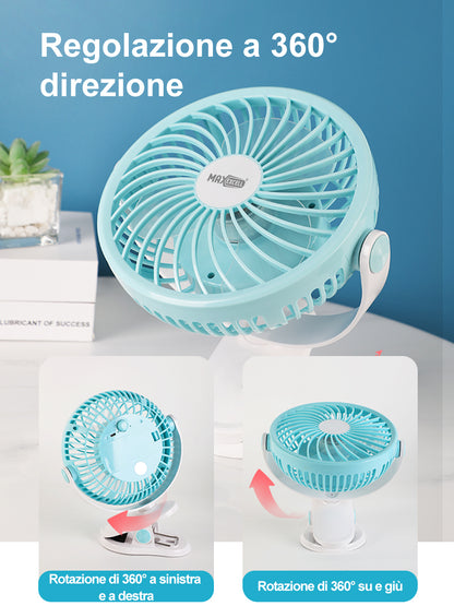 Ventilatore da Tavolo con Clip – Compatto, Silenzioso e Orientabile – Perfetto per Casa, Ufficio o Viaggio - MAX-J129