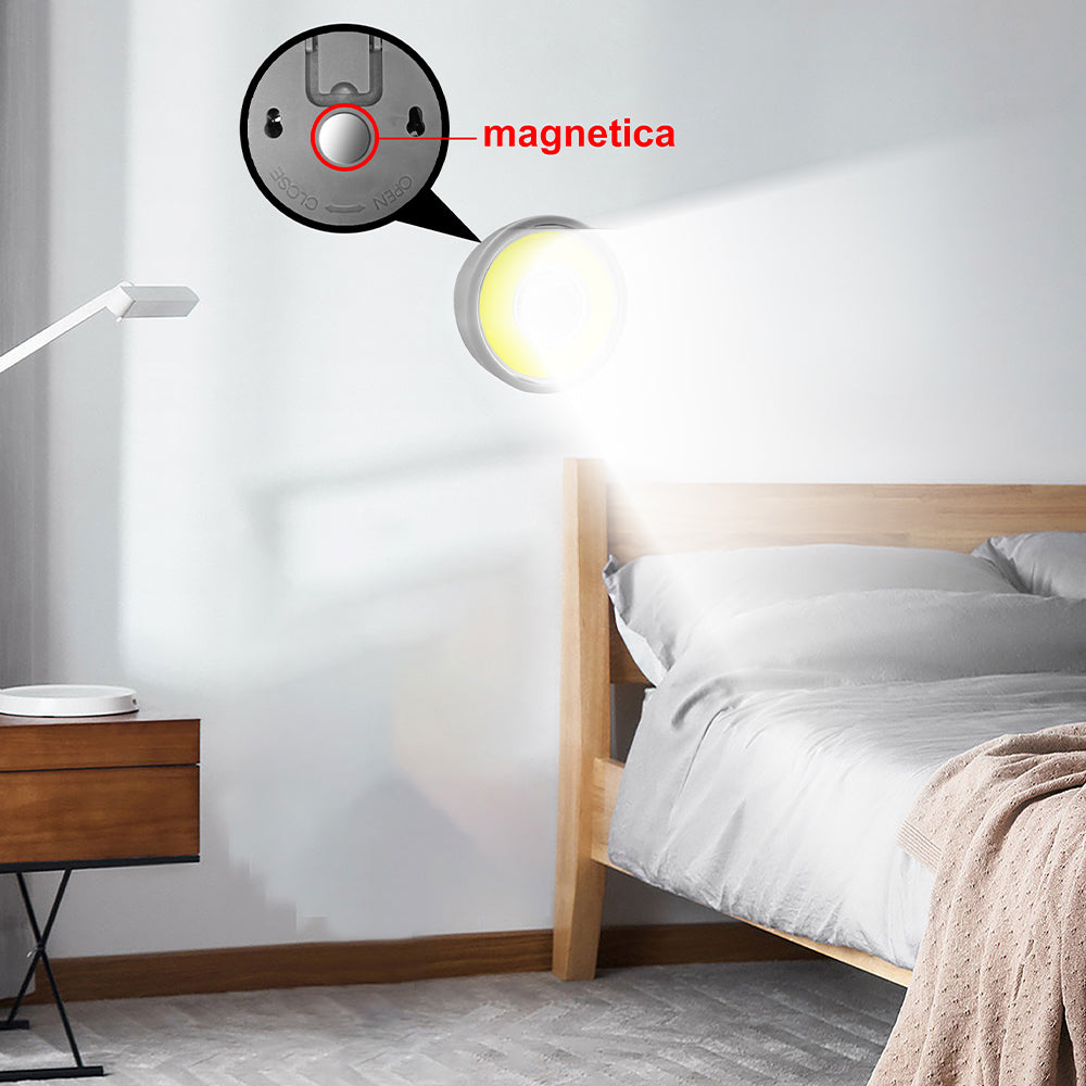 Luce Notturna LED Multifunzione – Modello LX055 – 200 Lumen – Accensione Touch – Ventosa, Gancio e Magnete – 3 Batterie AAA – Compatta e Portatile –  Luce Morbida – Ideale per Bambini e Camera da Letto - MAX-O108