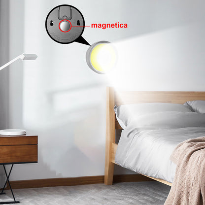 Luce Notturna LED Multifunzione – Modello LX055 – 200 Lumen – Accensione Touch – Ventosa, Gancio e Magnete – 3 Batterie AAA – Compatta e Portatile –  Luce Morbida – Ideale per Bambini e Camera da Letto - MAX-O108