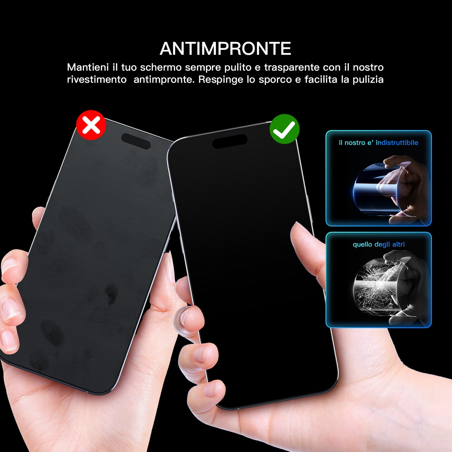 2 PEZZI Compatibile con iPhone Pellicola Vetro Temperato Serie iPhone – Protezione Totale, Zero Compromessi - MAX-E100