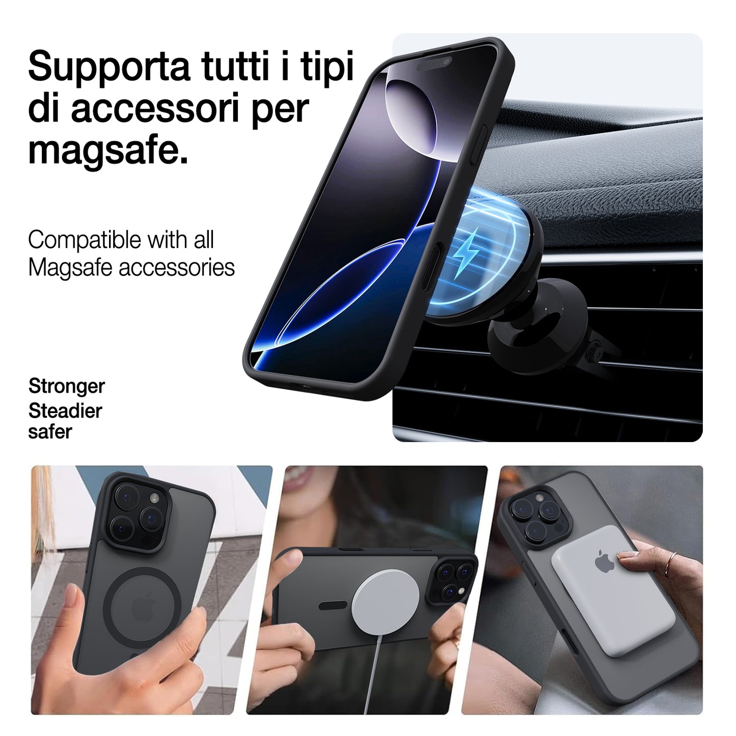 Custodia Magnetica in PC con Finitura Soft-Touch – Compatibile con iPhone – Cover Ultra Sottile - MAX-D143
