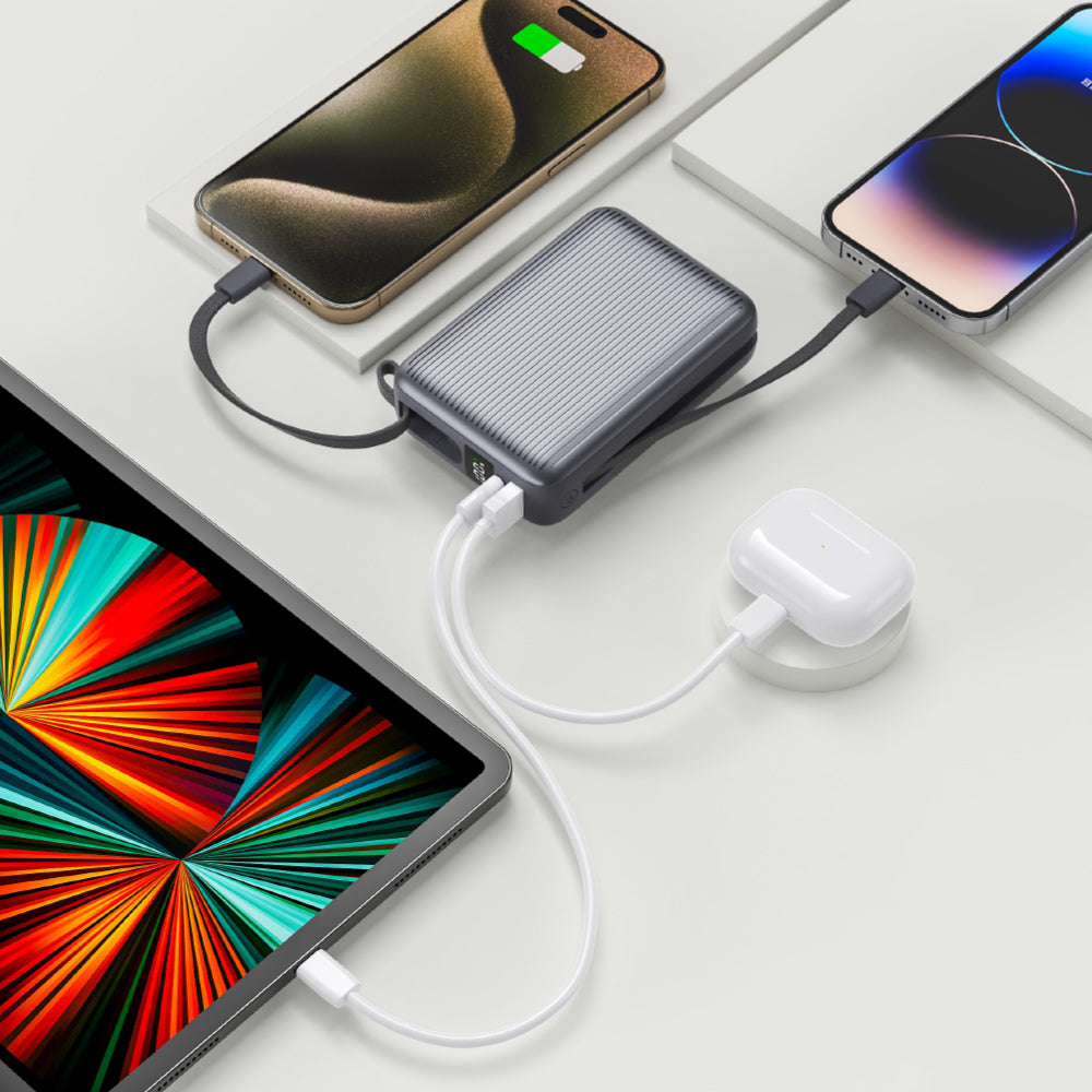 Power Bank 22.5W QC + 20W PD – Due Cavi Integrati - MAX-F102