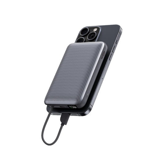 Power Bank 10000mAh - Wireless 15W, Output 22.5W, Cavo USB-C Integrato - MAX-F105