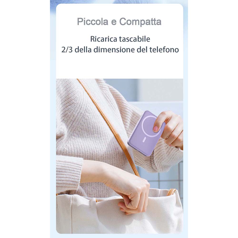 Power Bank 10000mAh – Ricarica Wireless 15W + USB-C 20W Bidirezionale - MAX-F106
